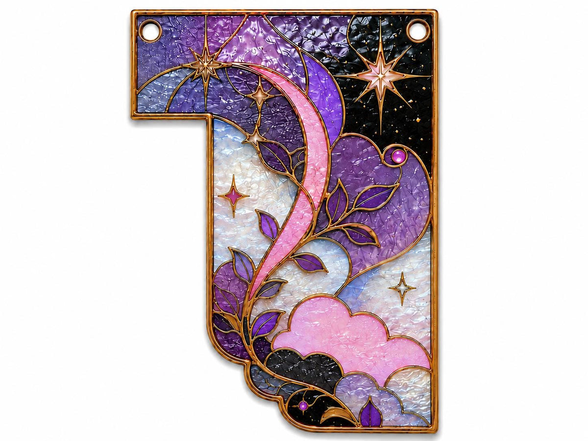 Black Cat Moon Stained Glass Window Corner Suncatcher Set displayed in natural light