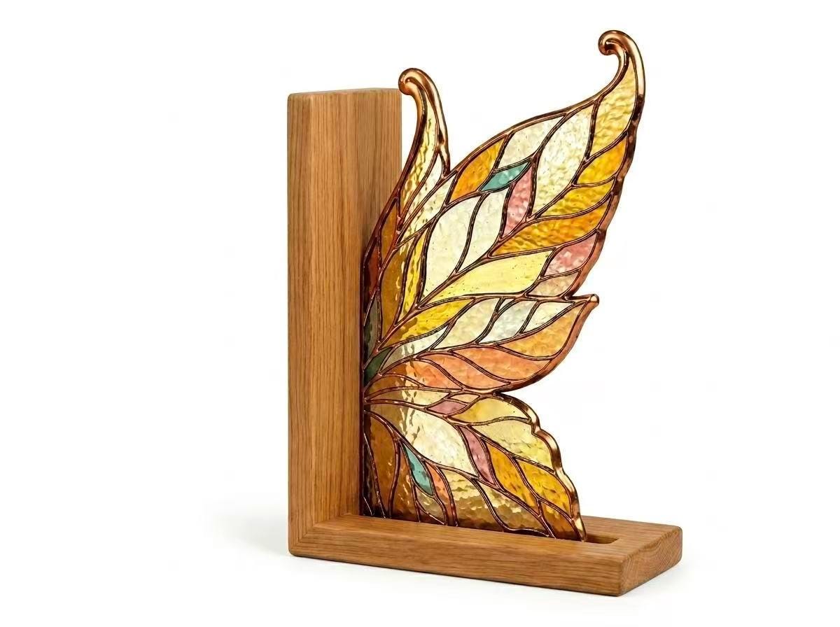 Golden Butterfly bookend set arranged for indoor display