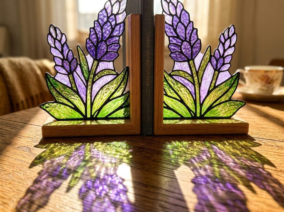 Close view showing color and texture in the lavender design
