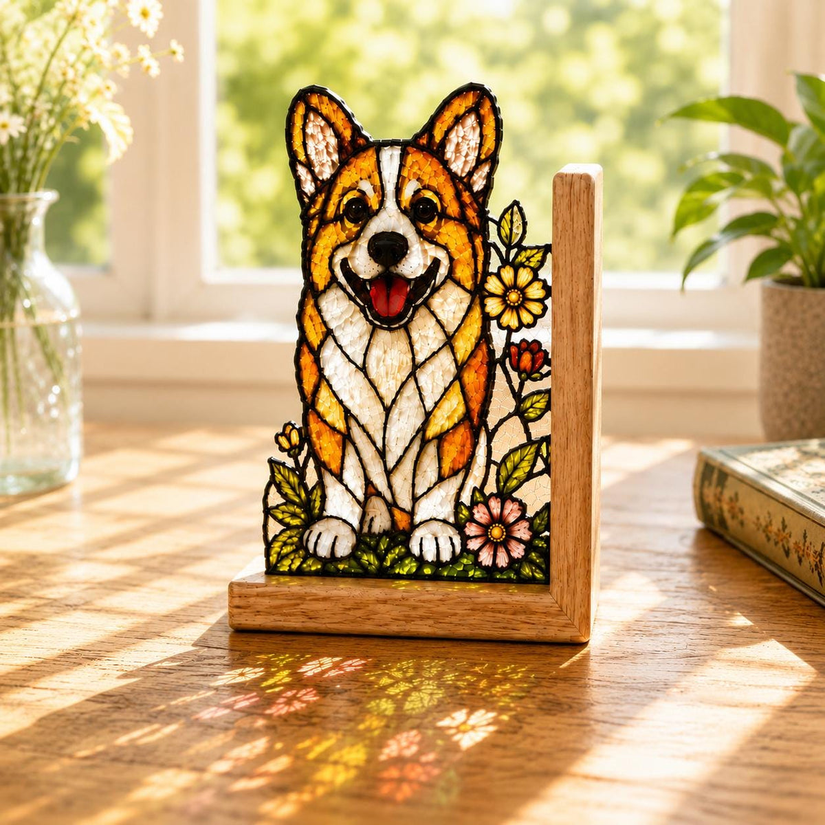 Scale or packaging view for the corgi bookend set