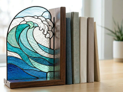 Ocean Surf bookend set arranged for indoor display