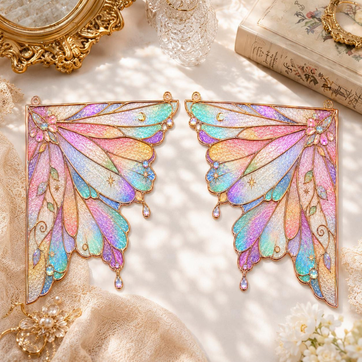 Close view showing color and texture in the pastel rainbow design