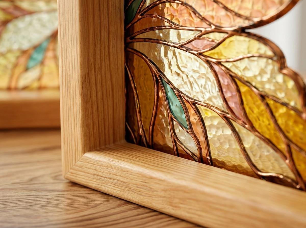 Close view showing color and texture in the golden butterfly design