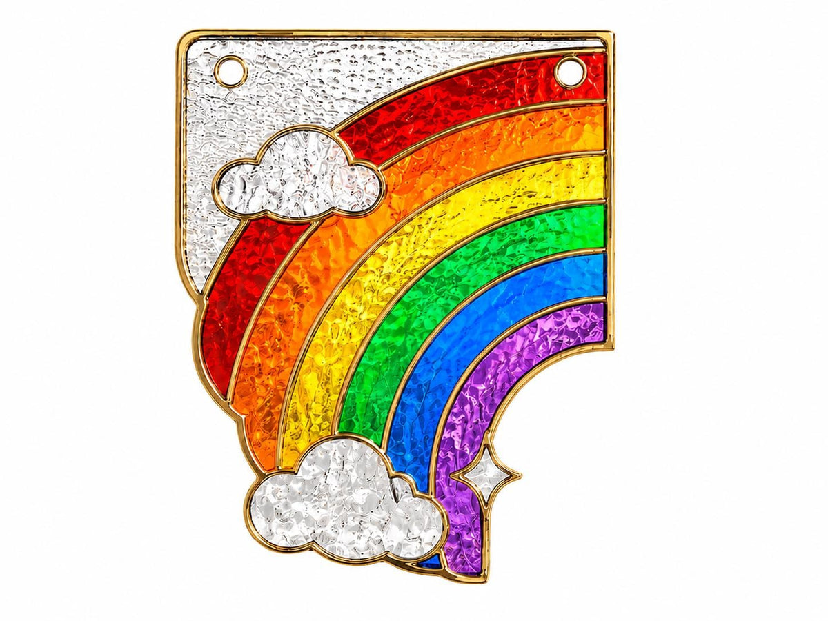 Scale or packaging view for the rainbow window corner suncatcher