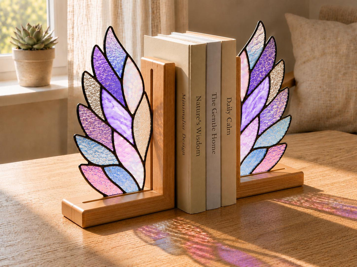 Close view showing color and texture in the angel wing design