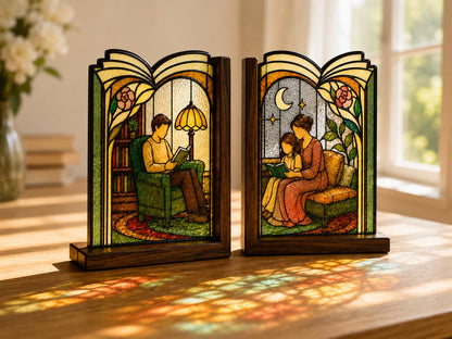 Close view showing color and texture in the cozy family reading design