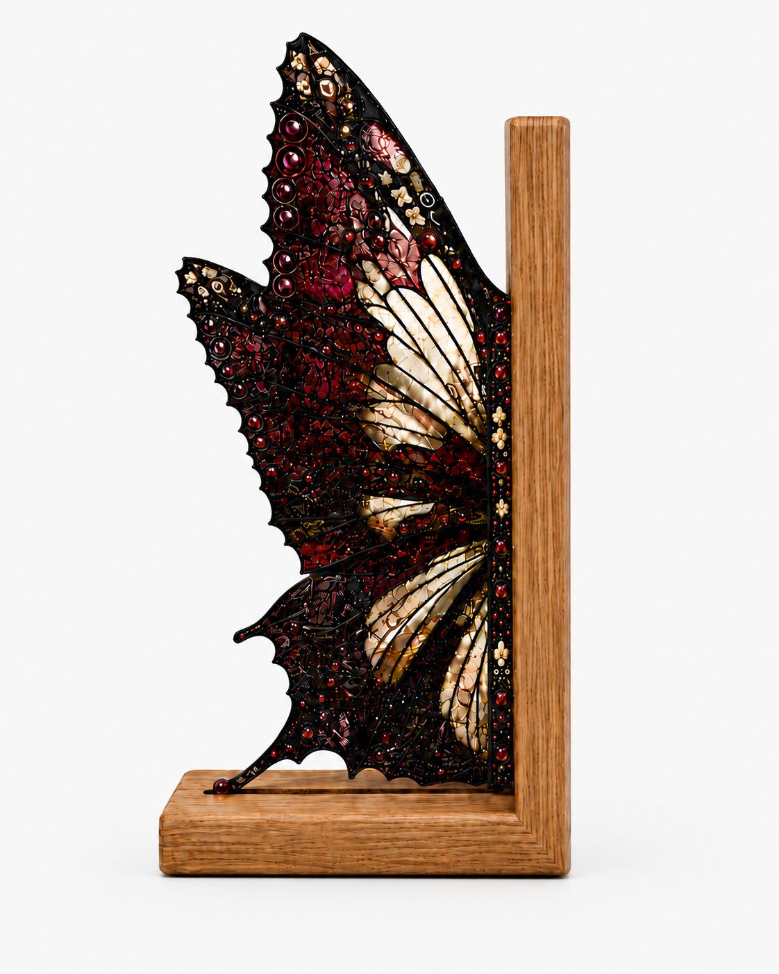 Scale or packaging view for the gothic butterfly bookend set