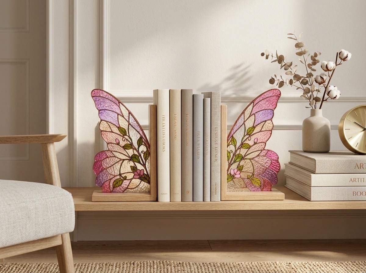 Close view showing color and texture in the pink butterfly wing design