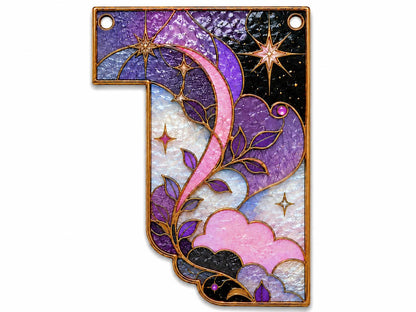 Black Cat Moon Stained Glass Window Corner Suncatcher Set displayed in natural light