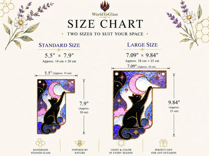 Additional view of the black cat moon glass design