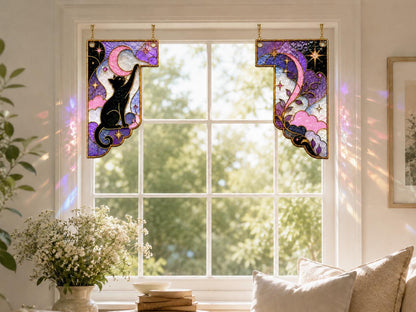 Close view showing color and texture in the black cat moon design