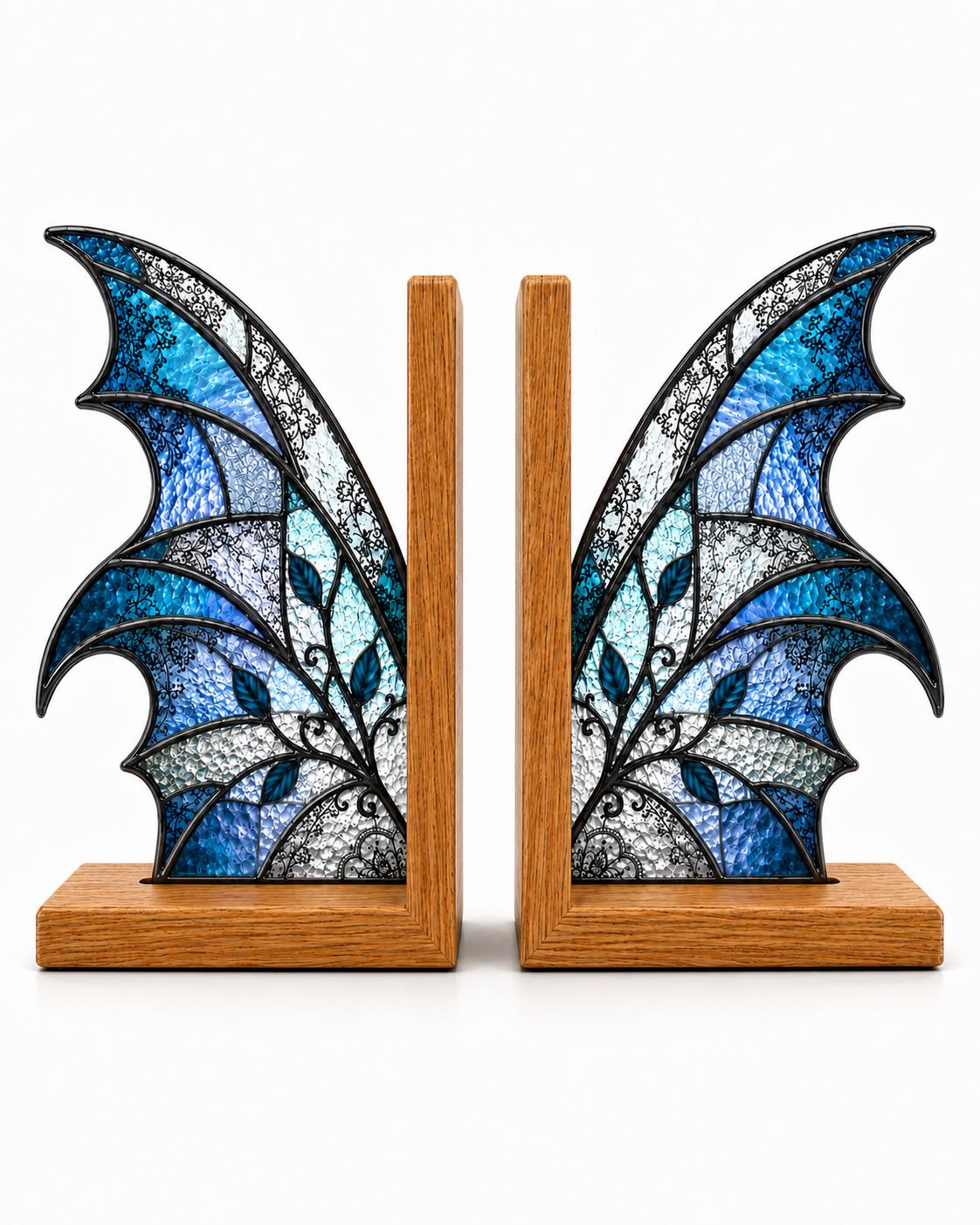 Additional view of the blue butterfly glass design