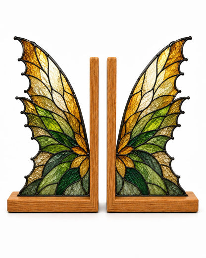 Golden Wing bookend set arranged for indoor display