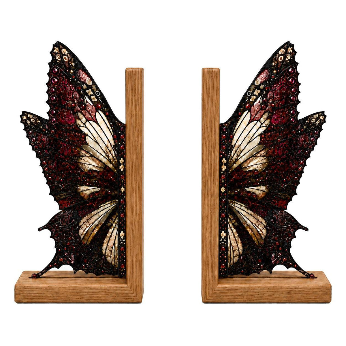 Additional view of the gothic butterfly glass design