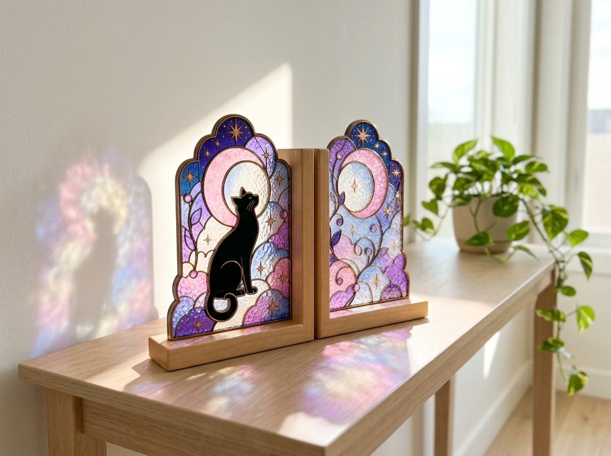 Close view showing color and texture in the black cat design