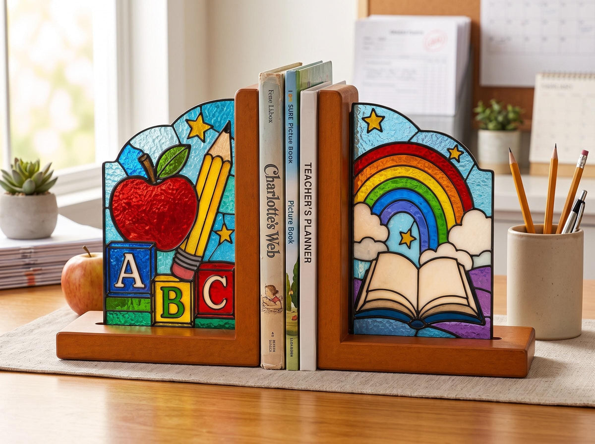 Close view showing color and texture in the back to school design