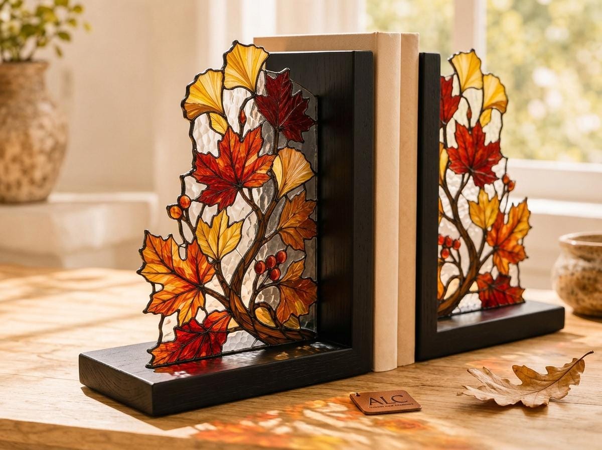 Close view showing color and texture in the autumn leaves design