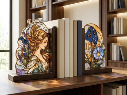 Close view showing color and texture in the virgo zodiac design