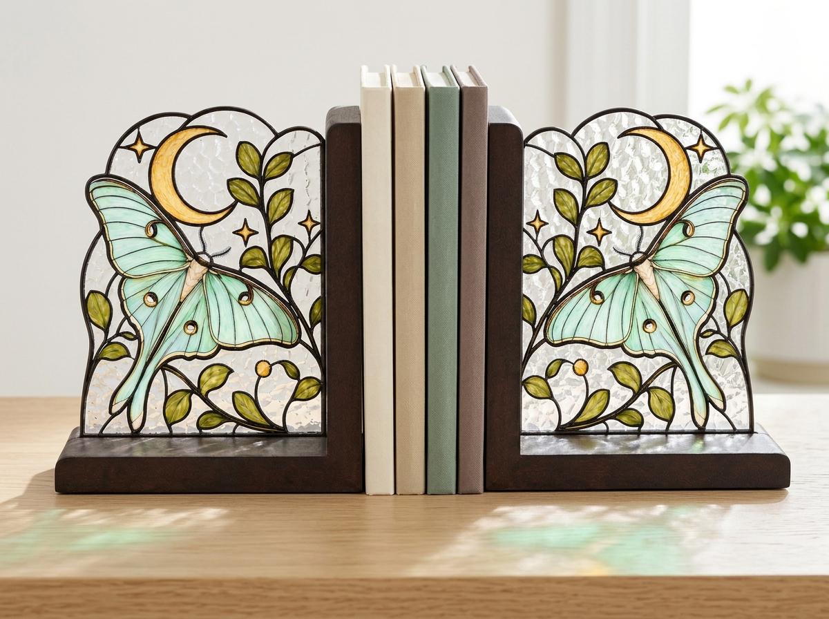 Close view showing color and texture in the celestial luna moth design