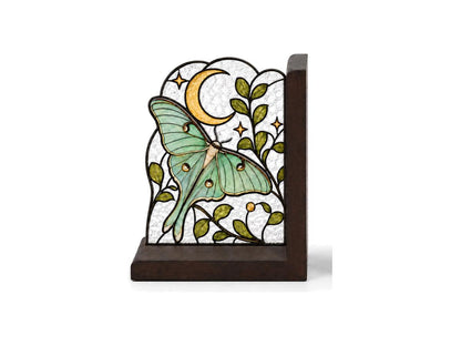 Scale or packaging view for the celestial luna moth bookend set