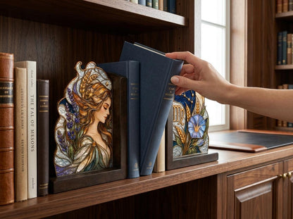 Angled view of the virgo zodiac glass artwork