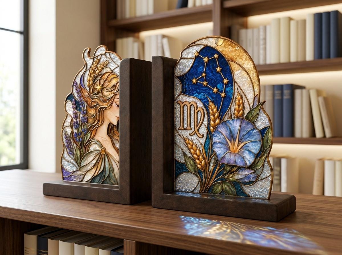 Additional view of the virgo zodiac glass design