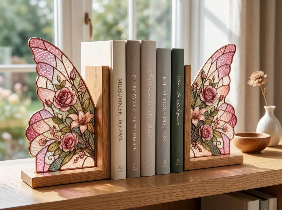 Close view showing color and texture in the pink rose butterfly design