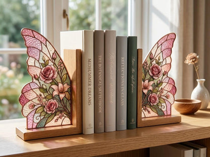 Close view showing color and texture in the pink rose butterfly design