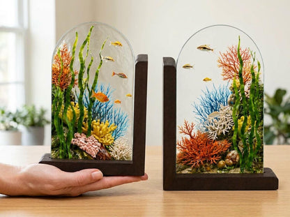 Close view showing color and texture in the ocean coral reef design