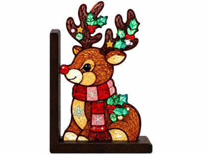 Scale or packaging view for the christmas tree reindeer bookend set