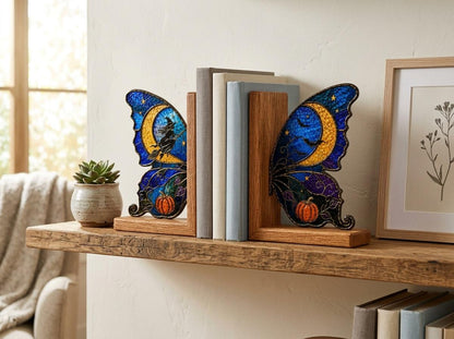 Angled view of the witch moon butterfly glass artwork