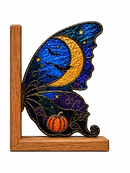 Angled view of the witch moon butterfly glass artwork