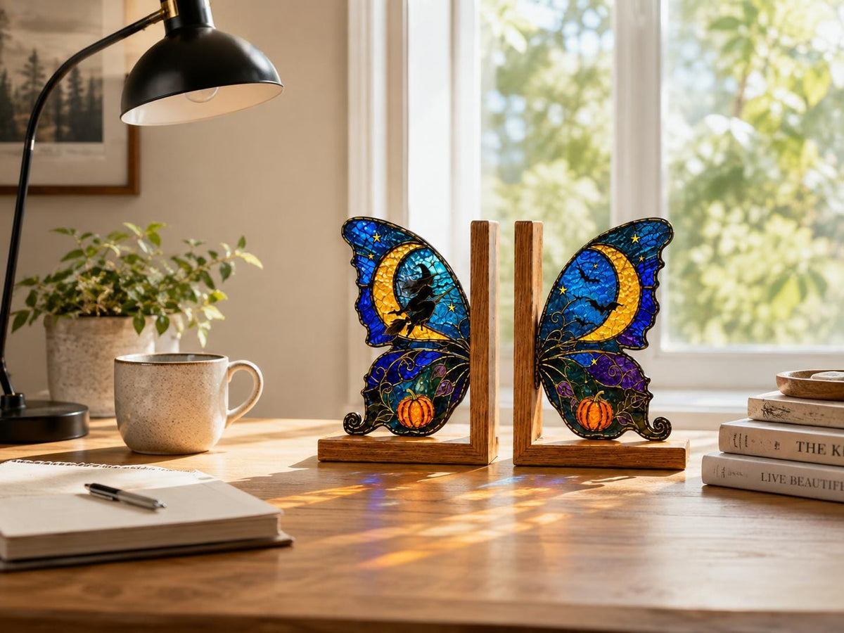 Additional view of the witch moon butterfly glass design