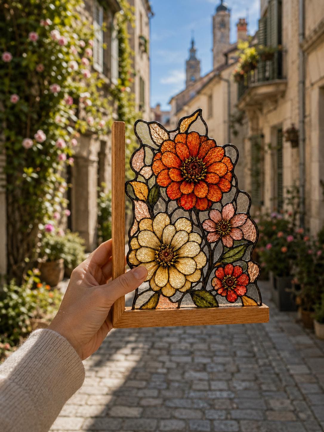 Scale or packaging view for the botanical flower bookend set