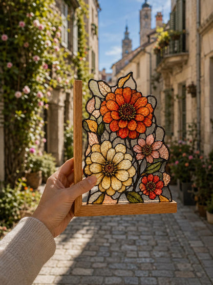 Scale or packaging view for the botanical flower bookend set