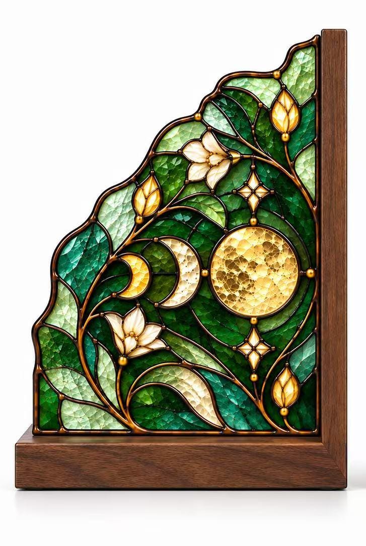Close view showing color and texture in the moon phase design