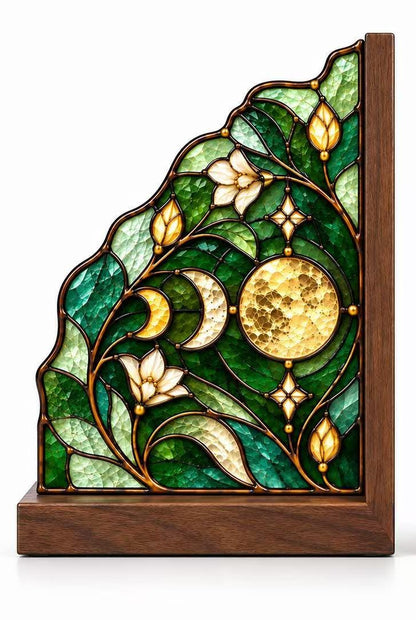Close view showing color and texture in the moon phase design