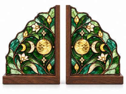 Angled view of the moon phase glass artwork