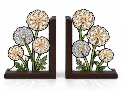 Scale or packaging view for the dandelion floral bookend set