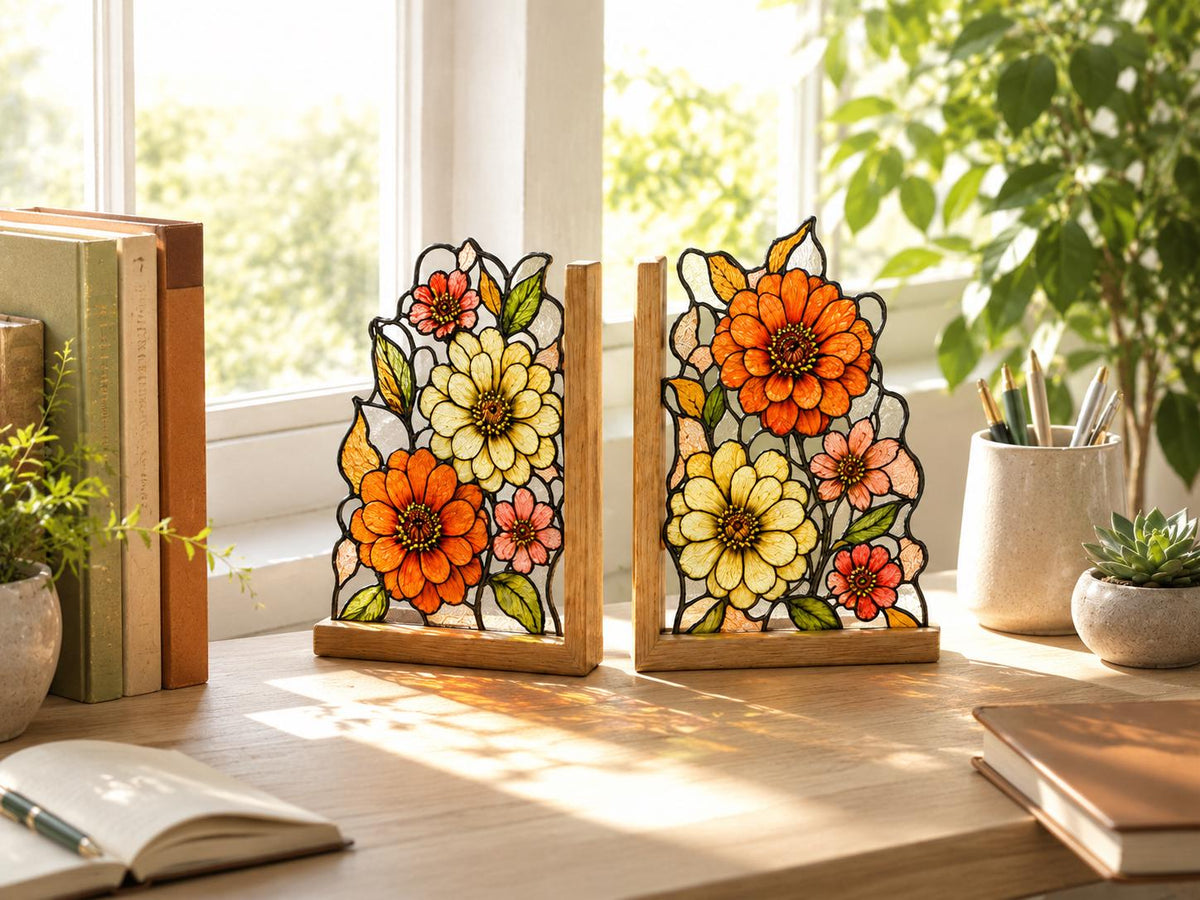 Additional view of the botanical flower glass design