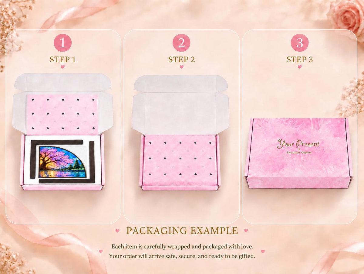 Scale or packaging view for the cherry blossom bookend set