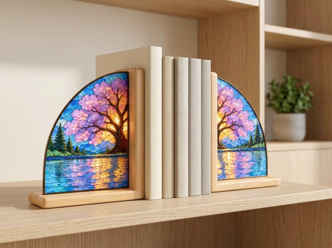 Close view showing color and texture in the cherry blossom design