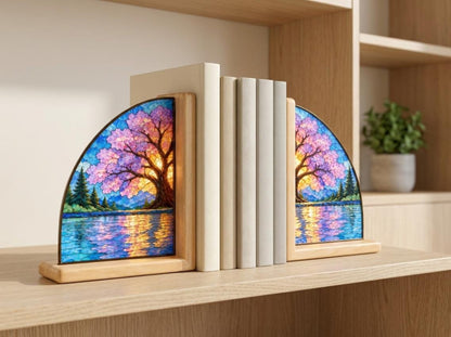 Close view showing color and texture in the cherry blossom design